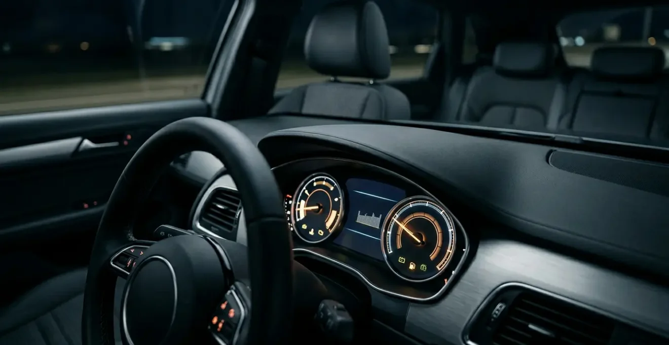 Tableau de bord moderne avec capteurs et indicateurs lumineux pour diagnostic automobile