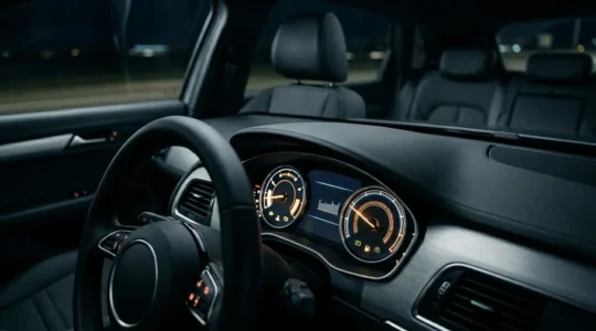 Tableau de bord moderne avec capteurs et indicateurs lumineux pour diagnostic automobile
