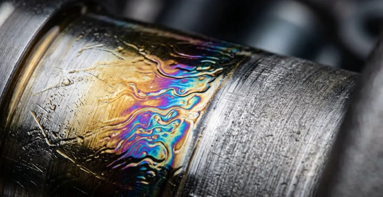 Vue macro d'un axe de turbocompresseur avec film d'huile