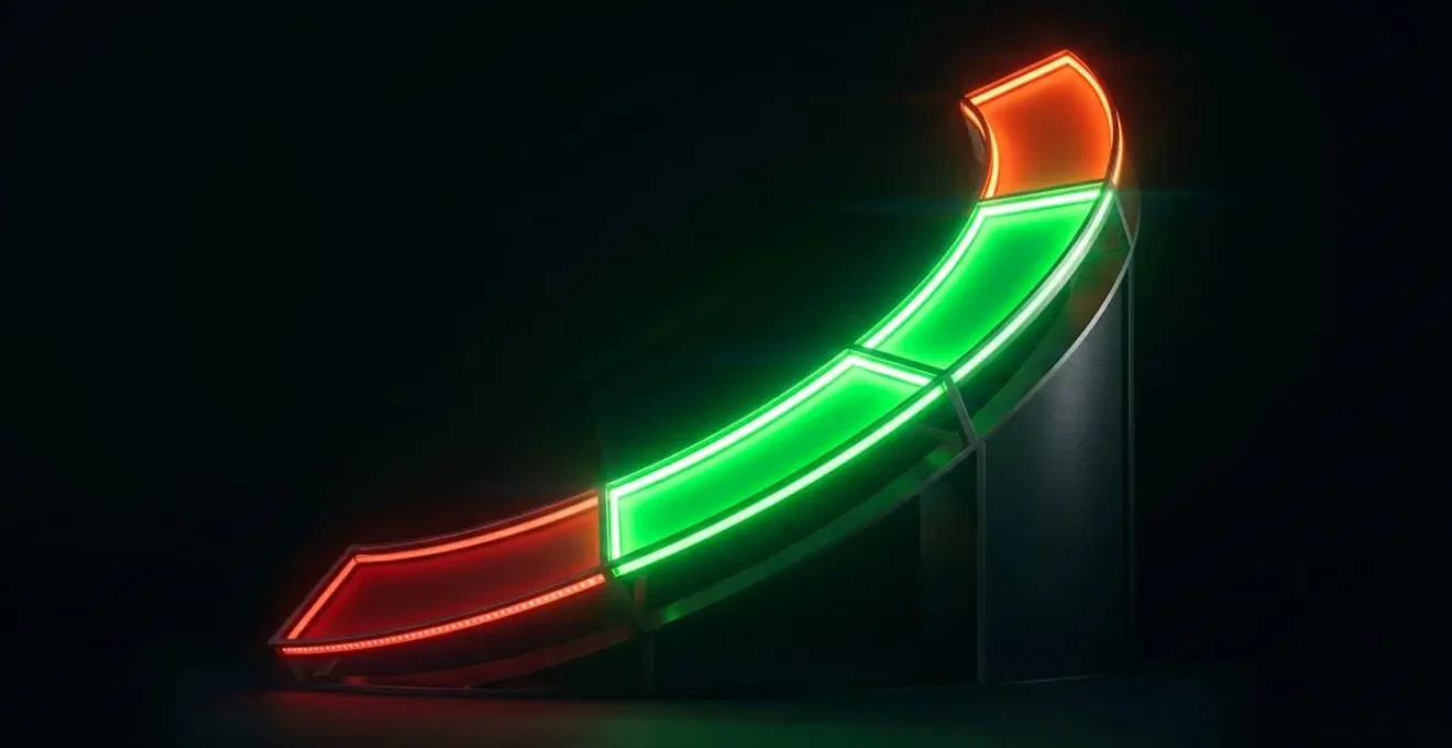 Graphique visuel abstrait montrant la zone optimale de charge entre 20 et 80 pourcent avec un dégradé de couleurs