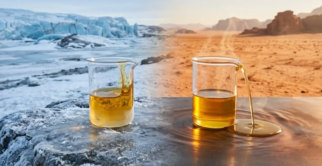 Comparaison de la fluidité des huiles à différentes températures